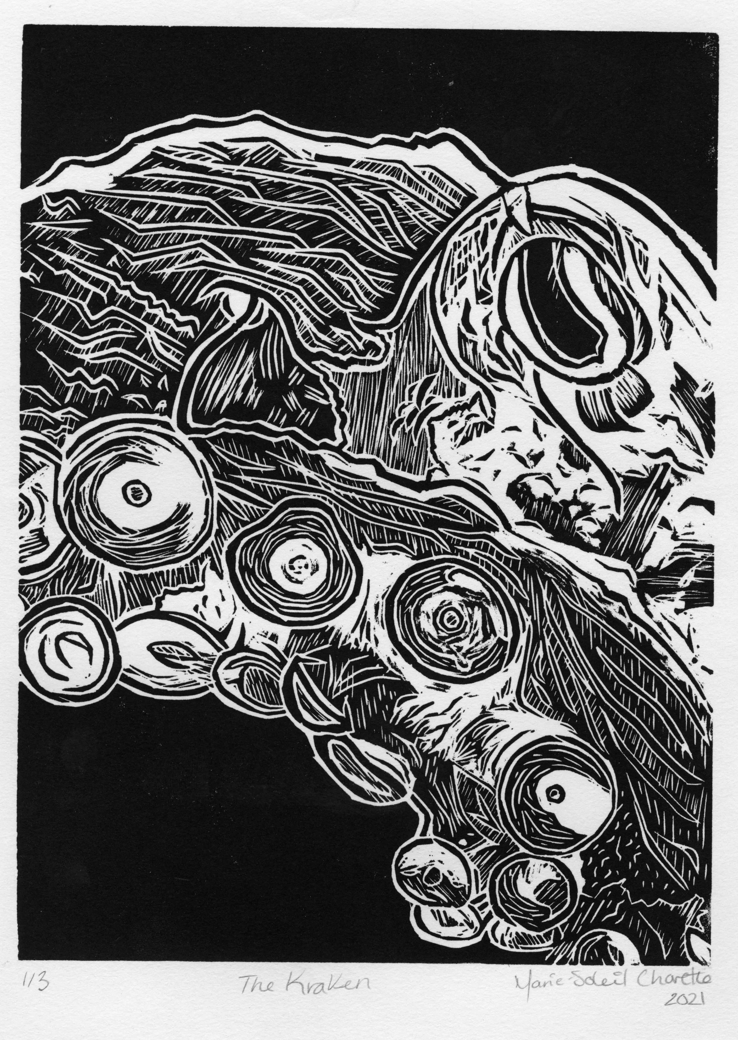 Présentation d'un estampe Kraken
